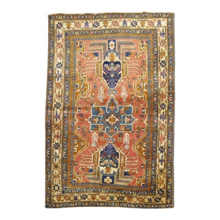 Vintage Zabihi Collection Persian Heriz Scatter Rug - 3'4" x 4'9" For Sale