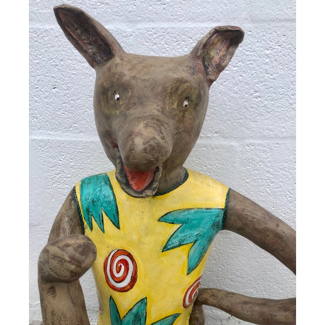 Large Vintage Paper Mache Wolf For Sale - Image 4 of 9