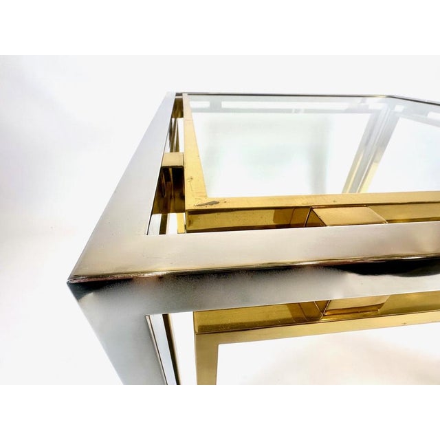 Mid-Century Modern Italian Coffee Table in Chrome & Glass & Brass, 1970s For Sale - Image 3 of 13