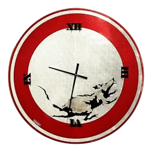 DVERSO (Dutch b. 1974) 'Tic Toc Clock' (2020) Original on Street Sign
