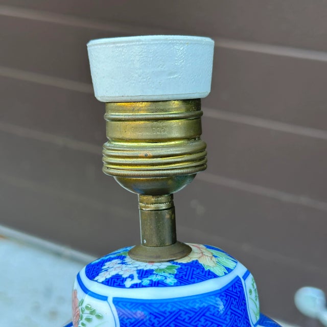 Mid 20th Century Vintage Petite Chinese Porcelain Ginger Jar Table Lamps in Blue & White Floral Motif - a Pair For Sale - Image 5 of 12