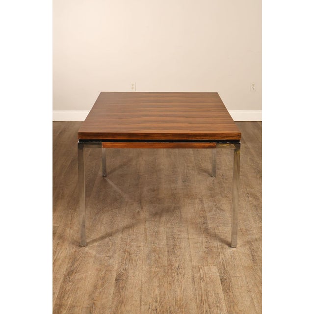 Mid Century Modern Expandable Rosewood and Chrome Dining Table For Sale - Image 14 of 18