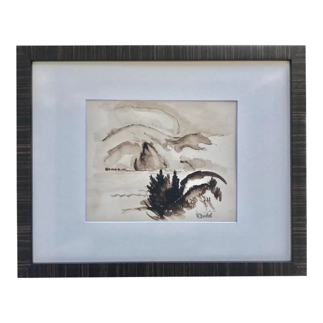 Vintage Original Watercolor Landscape by Harold Davies For Sale In New York - Image 6 of 6