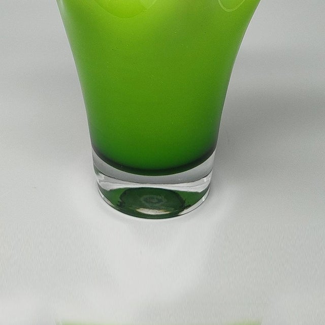 Green Murano Glass Vase Fazzoletto by to Ca Dei Vetrai For Sale - Image 7 of 8