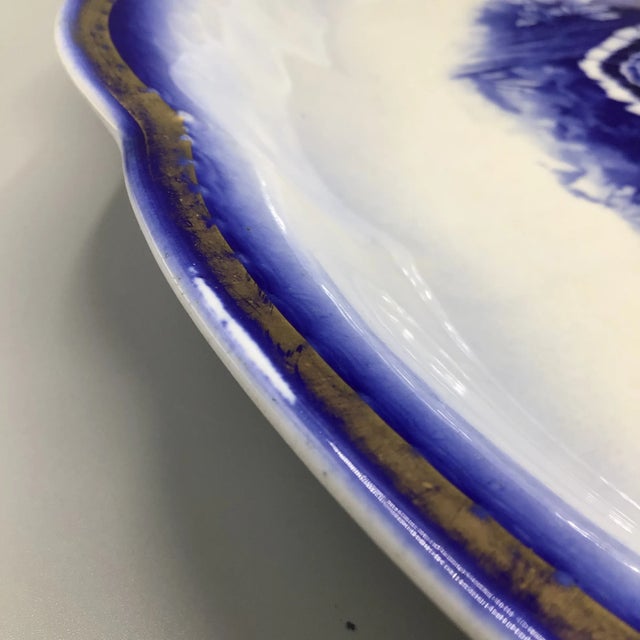 Flow Blue Wild Turkey Platter Made by George S. Harker and Company For Sale - Image 9 of 13