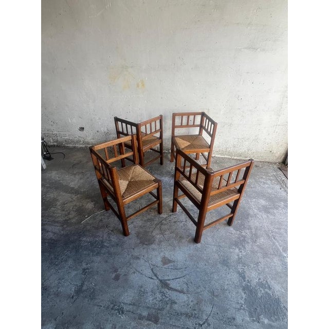 1950s Brutalist Oak Armchairs, 1950s, Set of 4 For Sale - Image 5 of 11