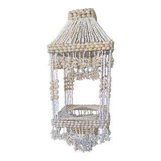 Vintage Boho Seashell Hanging Plant Chandelier For Sale