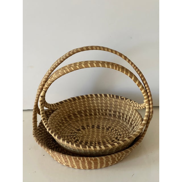 Two Vintage American South Carolina Woven Baskets - A Pair For Sale - Image 4 of 4