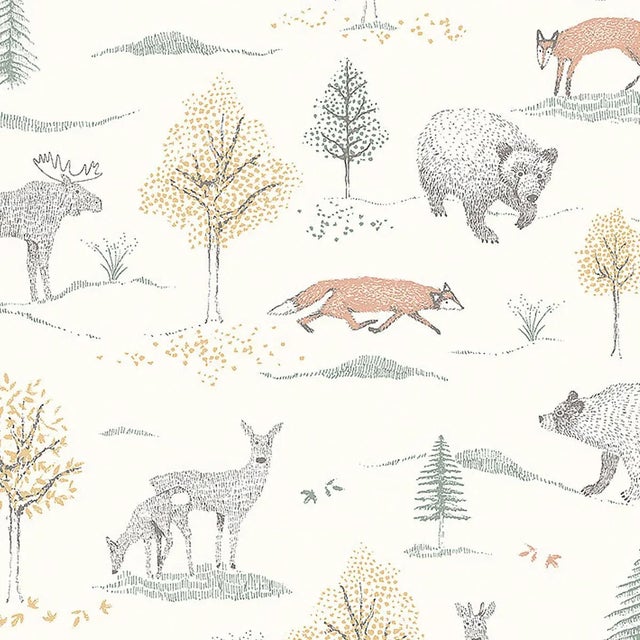 Sample - Borastapeter Up North Wallpaper in Ivory For Sale