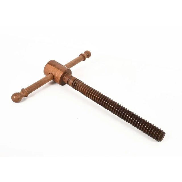 Brown Large Walnut Wine Press Screw Sculpture, Italy, 1900s For Sale - Image 8 of 12