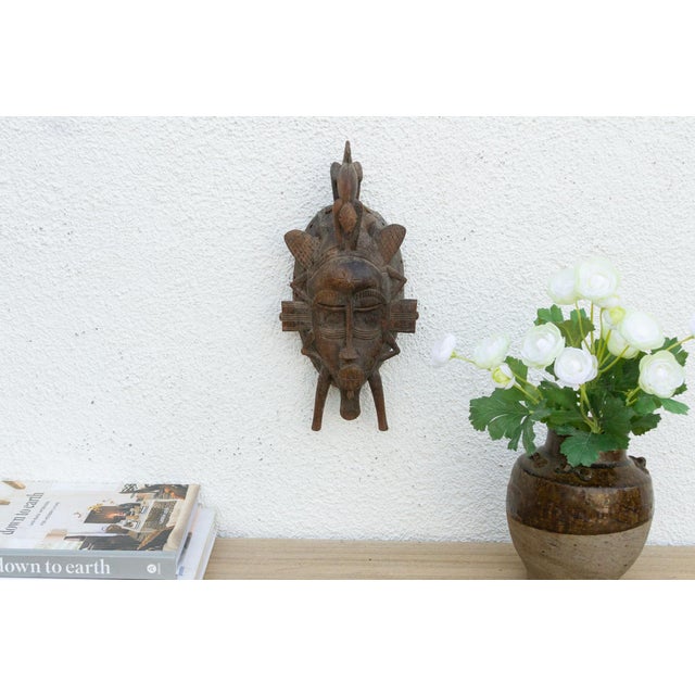 Brown Vintage Lizard Headrest Mask Art For Sale - Image 8 of 8