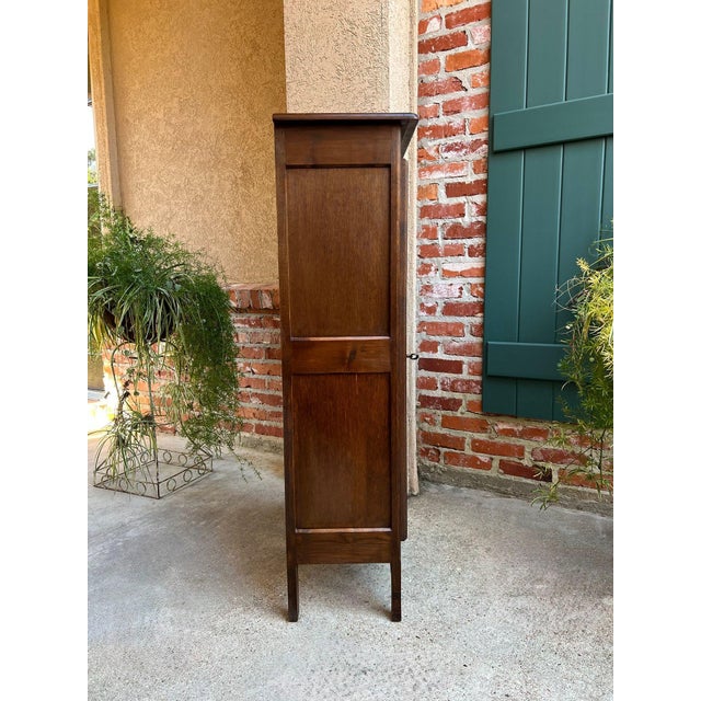 Wood Petite Vintage French Provincial Armoire Cabinet Louis XV Linen Cupboard C1940 For Sale - Image 7 of 18