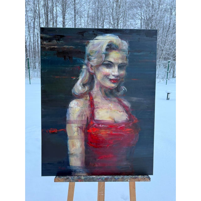 Paint Liubou Sas “Lady Winter “ Original Modern Oil Painting For Sale - Image 7 of 10