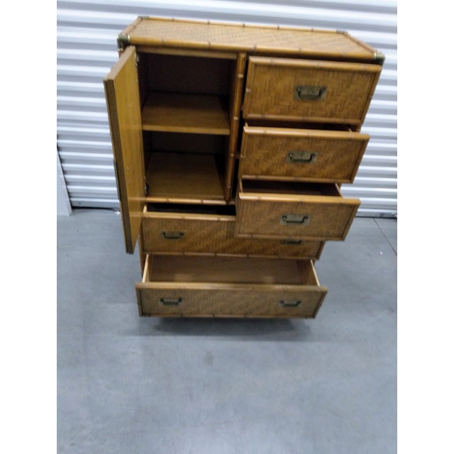 Vintage Boho chic Dixie Smooth moving drawers Cabinet door Removable self Beautiful condition Rattan with brass fixtures