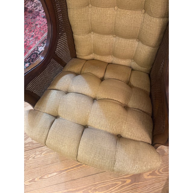 Vintage MCM Lewittes Cane Wingback For Sale - Image 10 of 12