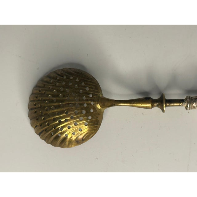19th Century Antique Sterling Silver Gold Vermeil Sugar Sifter Spoon For Sale - Image 5 of 9