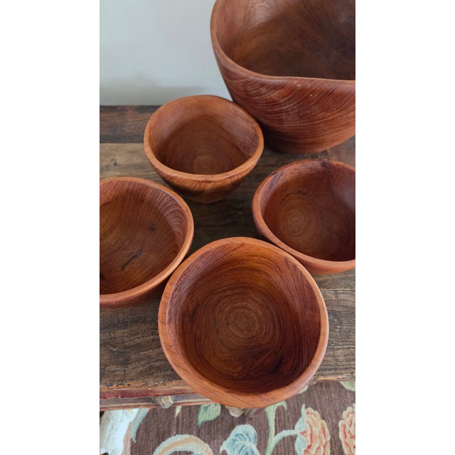 Mid 20th Century Danish Modern Sculptural Teak Caesar Salad Bowl Set, 5 Pieces For Sale - Image 11 of 15