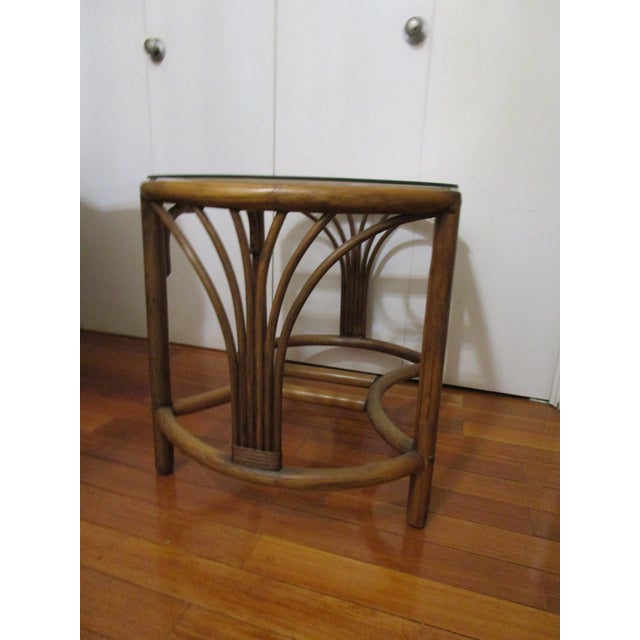 1960s Mid Century Modern Bamboo Side or Coffee Table With Glass Top For Sale In Los Angeles - Image 6 of 10
