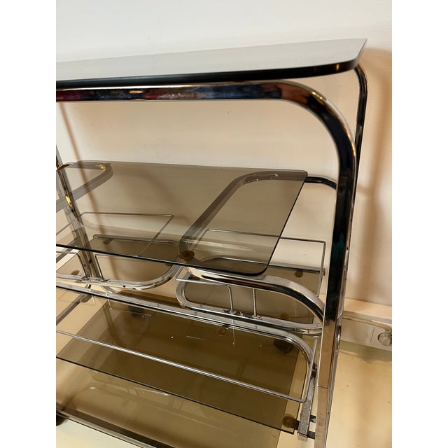 Mid-Century Modern Vintage Serving Bar Cart For Sale - Image 3 of 12