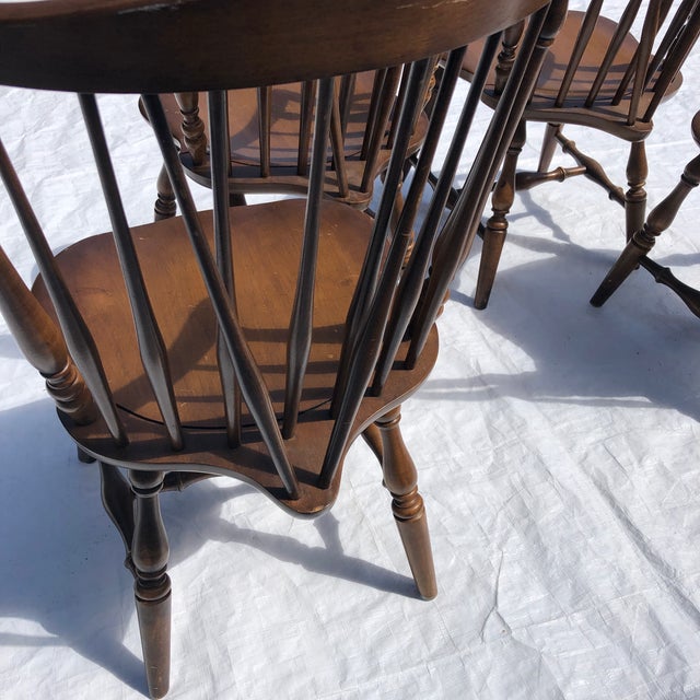 Vintage Kling Colonial Maple Braced SpindleBack Dining Chairs (4