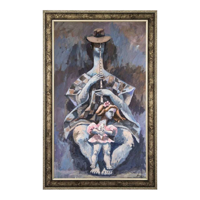 The Musician, Large Lating American Modernist Oil Paintng For Sale