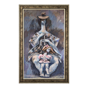 The Musician, Large Lating American Modernist Oil Paintng