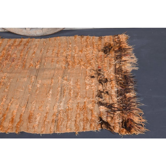 Vintage Turkish Hand-Knotted Wool Cotton Orange Kilim Area Rug For Sale - Image 6 of 9
