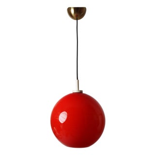 Red Glass Sun Ball Hanging Lamp, Germany, 1960s For Sale