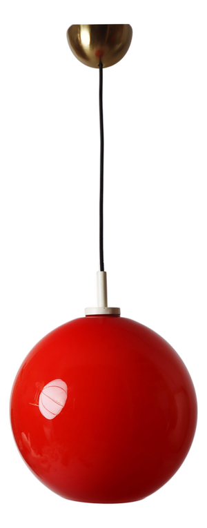 Red Glass Sun Ball Hanging Lamp, Germany, 1960s