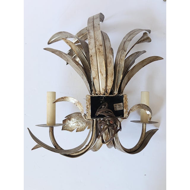 Original 22 Palm Leaf Motif Wall Sconces-a Pair For Sale - Image 12 of 12