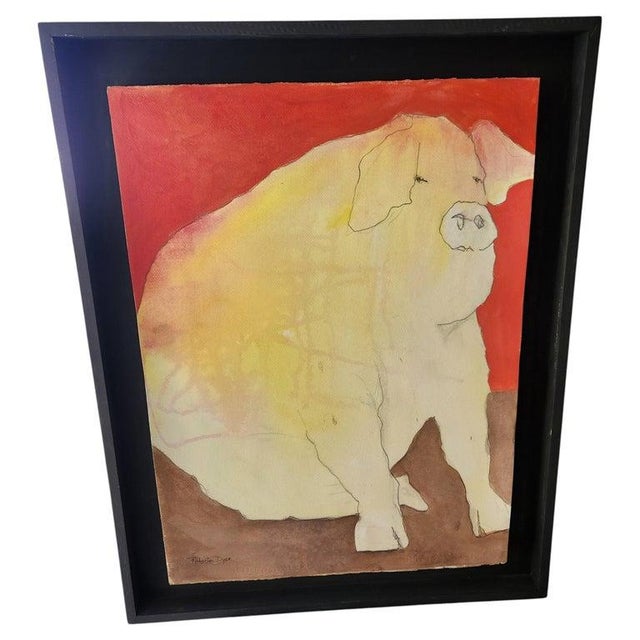 Henri Matisse Fabulous Fine Art Water Media Painting Superior Pig Artist Roberta Dyer For Sale - Image 4 of 15