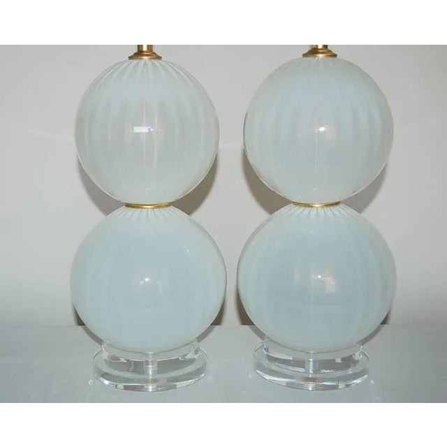 Mid-Century Modern Joe Cariati Glass Ball Lamps White For Sale - Image 3 of 8