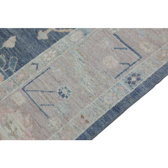 Modern Blue & Pink Handwoven Turkish Oushak Rug 8'1" X 9'10" For Sale - Image 3 of 10