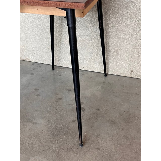 Mid Century Modern School Desk With Drawer and Iron Legs, 8 Pieces Available For Sale - Image 11 of 12