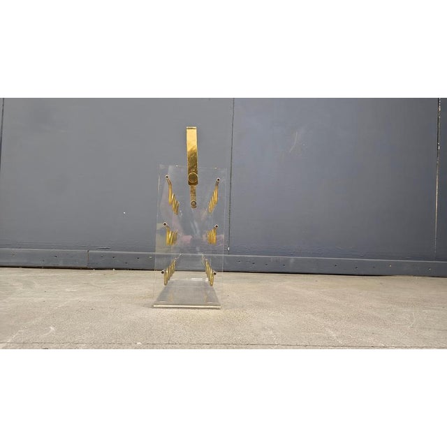 Vintage Acrylic Glass and Brass Magazine Holder, 1970s For Sale - Image 12 of 18