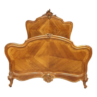 French Walnut and Parcel Gilt Bed For Sale