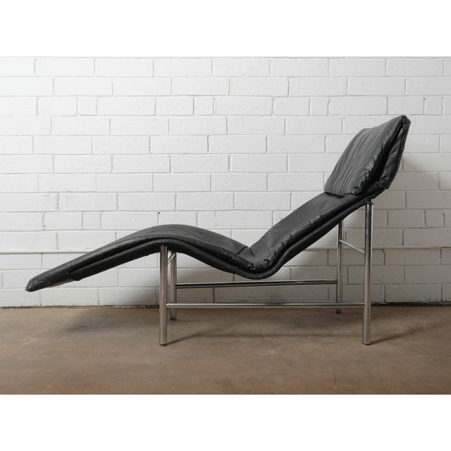 Mid-Century Modern Vintage 1980s Tord Björklund Leather & Chrome Lounger for Ikea For Sale - Image 3 of 5