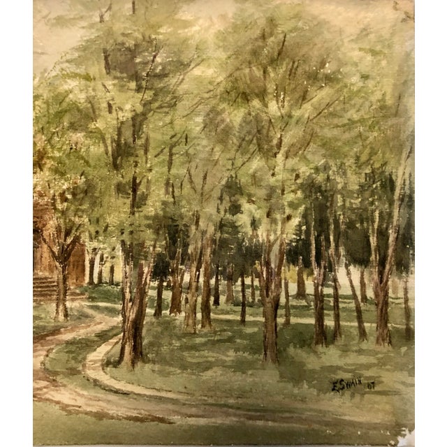 Watercolor 1906 ‘Country Lane’ Art by Realist E.Swain For Sale - Image 9 of 12