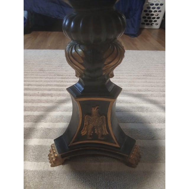 Hollywood Regency Glass Top Pedestal Side Table With Gilt Neoclassical Base For Sale In Charleston - Image 6 of 9