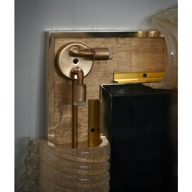 Illuminated Pink Murano Glass and Brass Wall Mirror, 2000s For Sale - Image 11 of 13