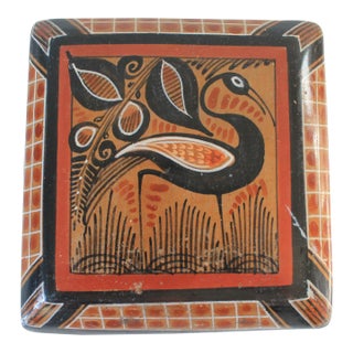 Vintage Traditional Folk Art Mexican Tonalá Pottery Trinket Box For Sale