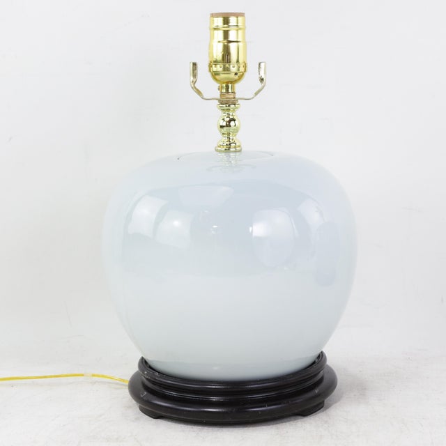 Vintage Blanc De Chine Porcelain Table Lamps Monochrome Round Vases on Wood Bases - a Pair For Sale - Image 9 of 15