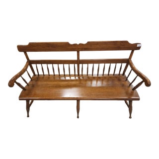 Vintage Ethan Allen Heirloom Nutmeg Deacons Bench For Sale