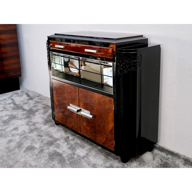 Small Art Deco Sideboard with Mirrored Shelf Compartment, 1930s For Sale - Image 6 of 17