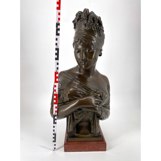 J. Petermann , Bust Madame Récamier, 1800s, Bronze and Marble For Sale - Image 11 of 13