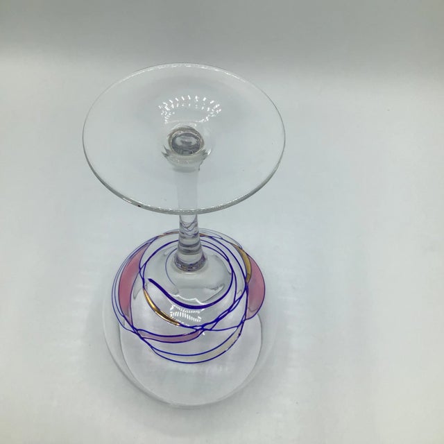Romanian Cristiro Mosaic Pattern Wine Glasses Hand Blown - Set of 4 For Sale In Sacramento - Image 6 of 13