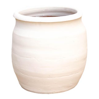 Rounded Paros White Mediterranean Terracotta Pot For Sale