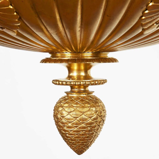 Metal Empire Style Chandelier in Gilded Bronze with Cherubs, 1950s For Sale - Image 7 of 9