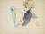 Charcoal drawing and watercolor on paper. Hand signed in the lower center. Very good condition. This piece is attributed...