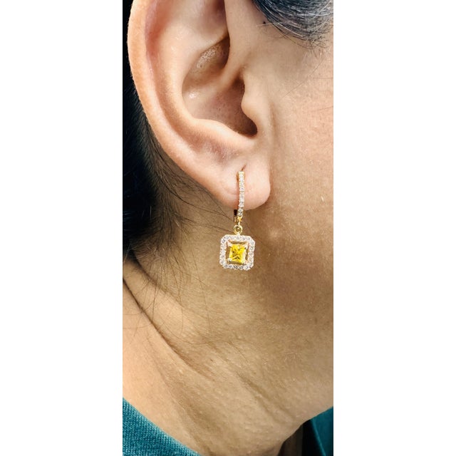 Roshe Jewels Sapphire Earrings With Natural Diamonds, 1.71 Carats 14k Rose Gold, A Pair For Sale - Image 11 of 11